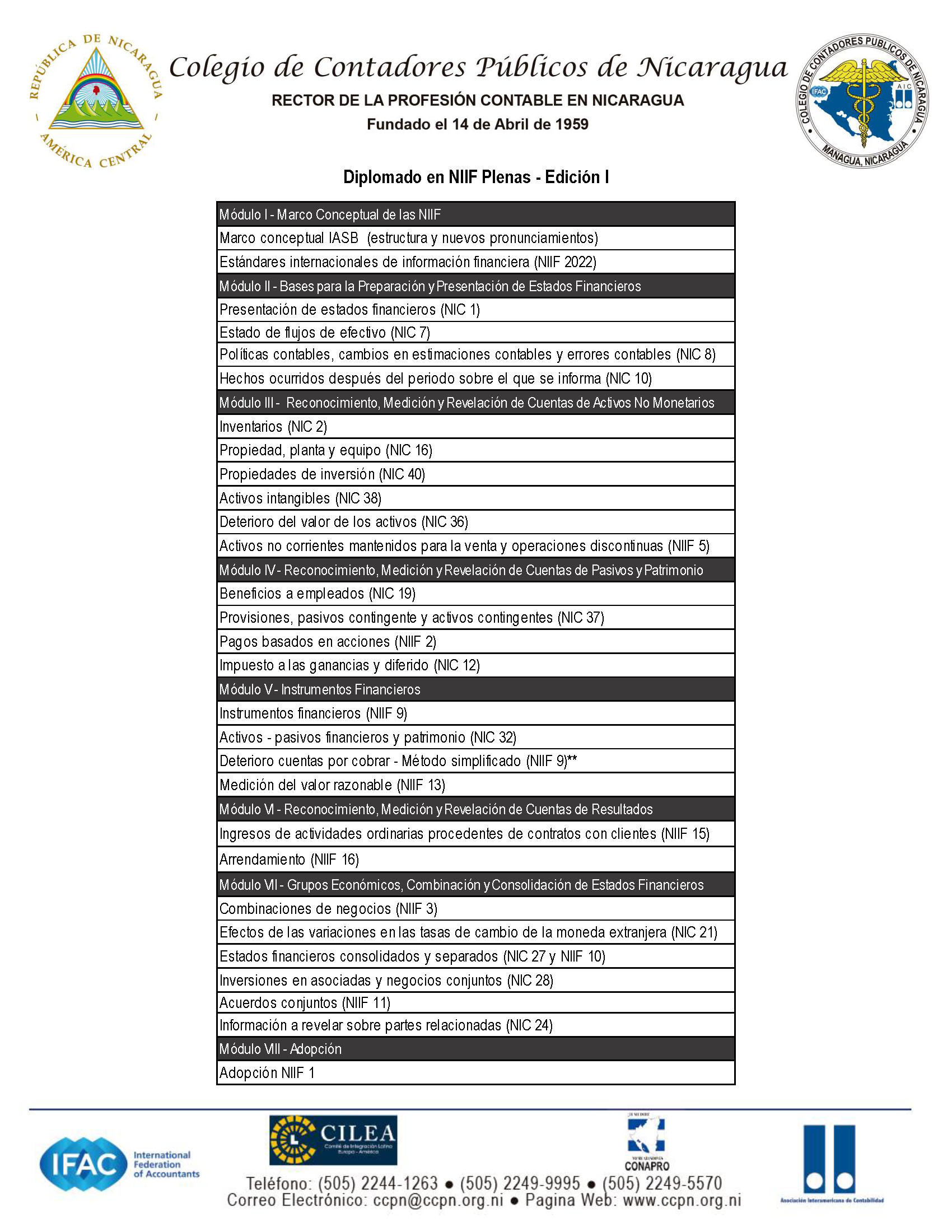 Diplomado NIIF Plenas - Contenido